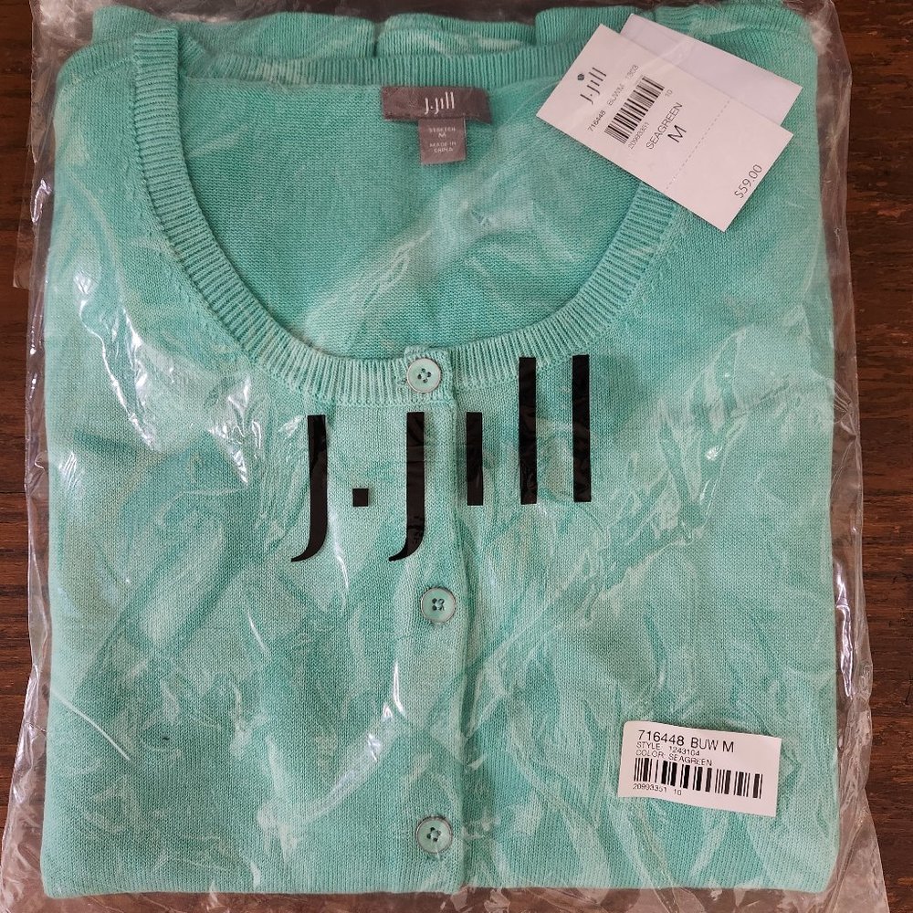 J. Jill Button Cardigan Sweater with Pockets Seagreen Size M NWT
